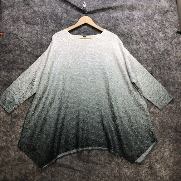 berek Tops - Berek Shirt Top Womens 14 / 16 Teal Blue Ombre Stretch Crinkle Flowy Tunic
